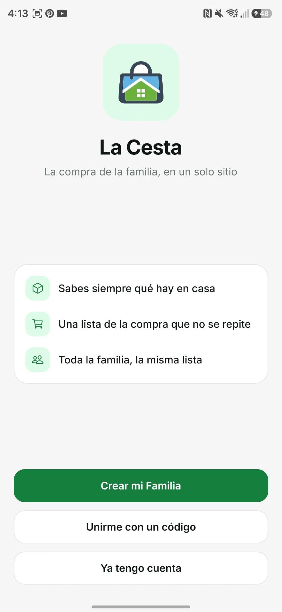 La Cesta welcome screen
